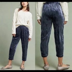 Anthropologie Crushed Velvet Cropped Pants